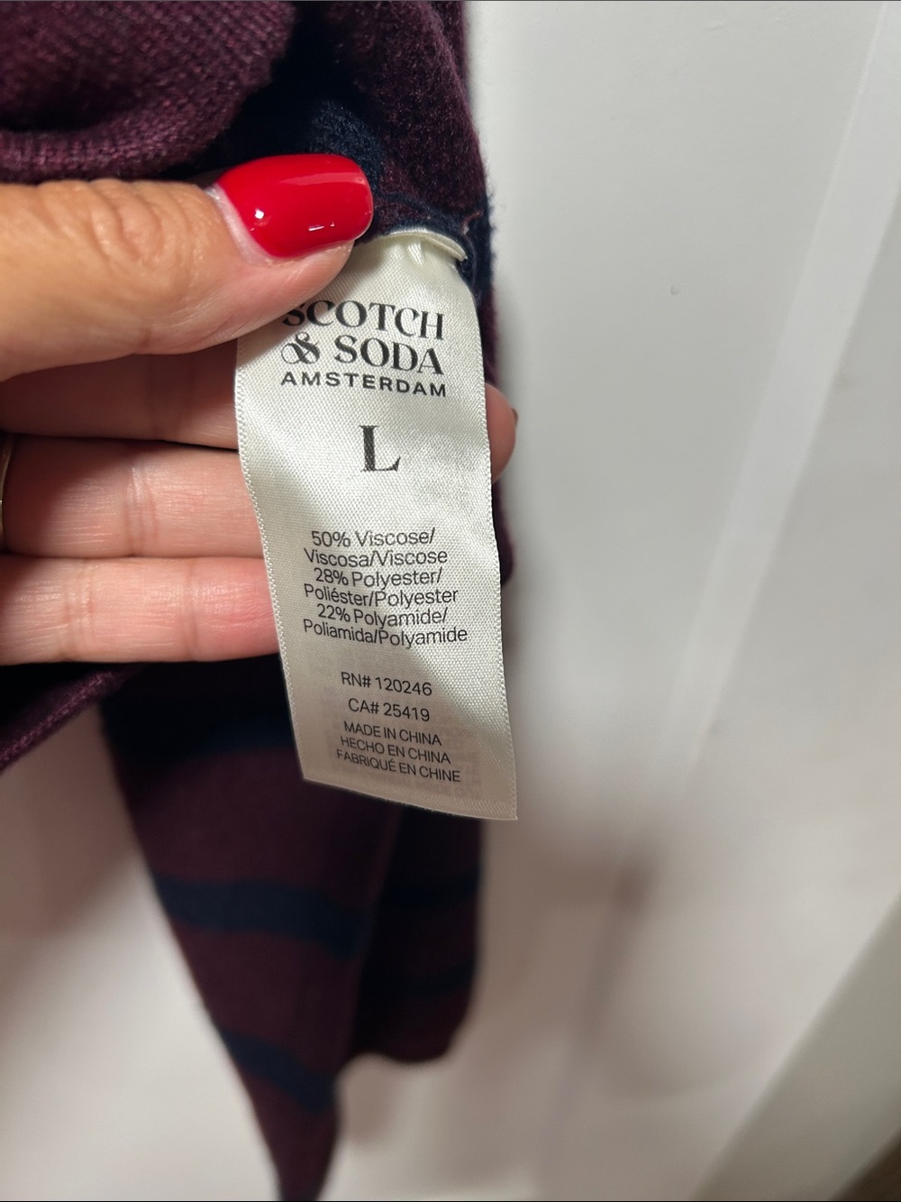 Scotch & Soda Burgundy and Navy Stripe Button Cardigan - Picture 7 of 8
